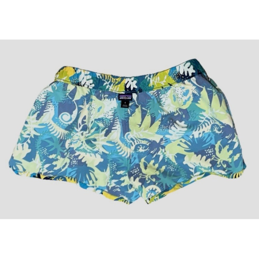 Patagonia Shorts Women Barely Baggies Size Small Green Blue Floral Pockets Sport - Picture 5 of 8